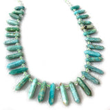 Amazonite Stone Beads 15'' Sticks Crystal Point Shape DIY Loose Beads