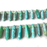 Amazonite Stone Beads 15'' Sticks Crystal Point Shape DIY Loose Beads