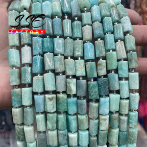 Amazonite Faceted Cylinder Stone Beads 15''