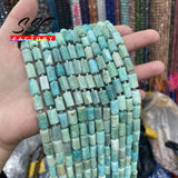 Amazonite Faceted Cylinder Stone Beads 15''