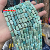 Amazonite Faceted Cylinder Stone Beads 15''