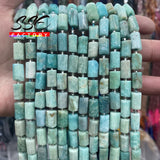 Amazonite Faceted Cylinder Stone Beads 15''