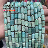 Amazonite Faceted Cylinder Stone Beads 15''