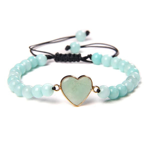 Amazonite Stone Bracelet Heart Woven Rope Protection Jewelry
