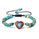Amazonite Stone Bracelet Heart Woven Rope Protection Jewelry