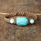 Amazonite Stone Braid Bracelet - Yoga Chakra Charm Wrap Bracelet