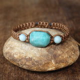 Amazonite Stone Braid Bracelet - Yoga Chakra Charm Wrap Bracelet