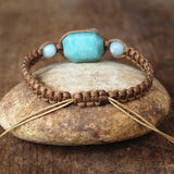 Amazonite Stone Braid Bracelet - Yoga Chakra Charm Wrap Bracelet