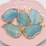 Amazonite Stone Pendant Irregular Edge Charms Jewelry Making