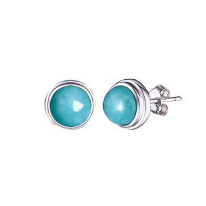 6MM Amazonite Stud Earrings 925 Sterling Silver Woman Gift