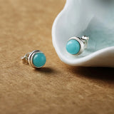 6MM Amazonite Stud Earrings 925 Sterling Silver Woman Gift