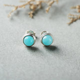 6MM Amazonite Stud Earrings 925 Sterling Silver Woman Gift