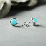 6MM Amazonite Stud Earrings 925 Sterling Silver Woman Gift