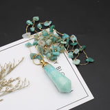 Amazonite Perfume Bottle Pendant Necklace - Essential Oil Diffuser Charm