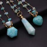 Amazonite Perfume Bottle Pendant Necklace - Essential Oil Diffuser Charm