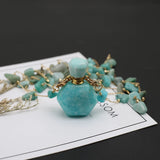 Amazonite Perfume Bottle Pendant Necklace - Essential Oil Diffuser Charm