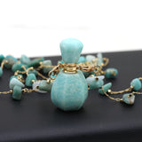 Amazonite Perfume Bottle Pendant Necklace - Essential Oil Diffuser Charm