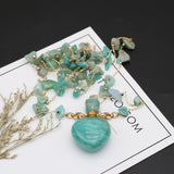Amazonite Perfume Bottle Pendant Necklace - Essential Oil Diffuser Charm