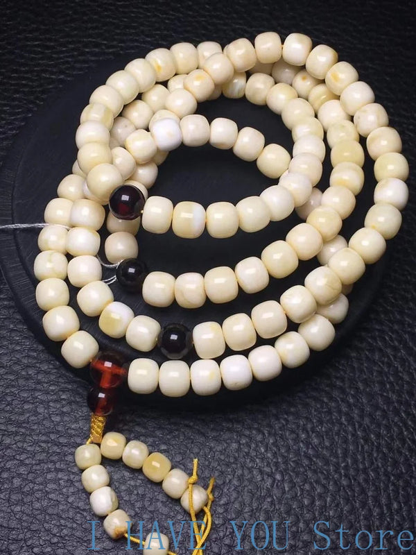 Natural Amber Beeswax Buddha Beads Bracelet Men's Women's Jewelry