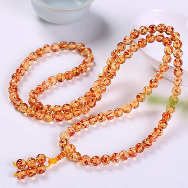 Amber Beeswax Flower Bracelet Necklace for Men and Women