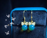 Natural Amber Earrings S925 Sterling Silver Butterfly Backing Pendientes