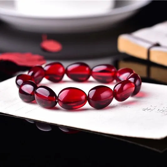 Natural Amber Bracelet Men Women Red Amber Jewelry