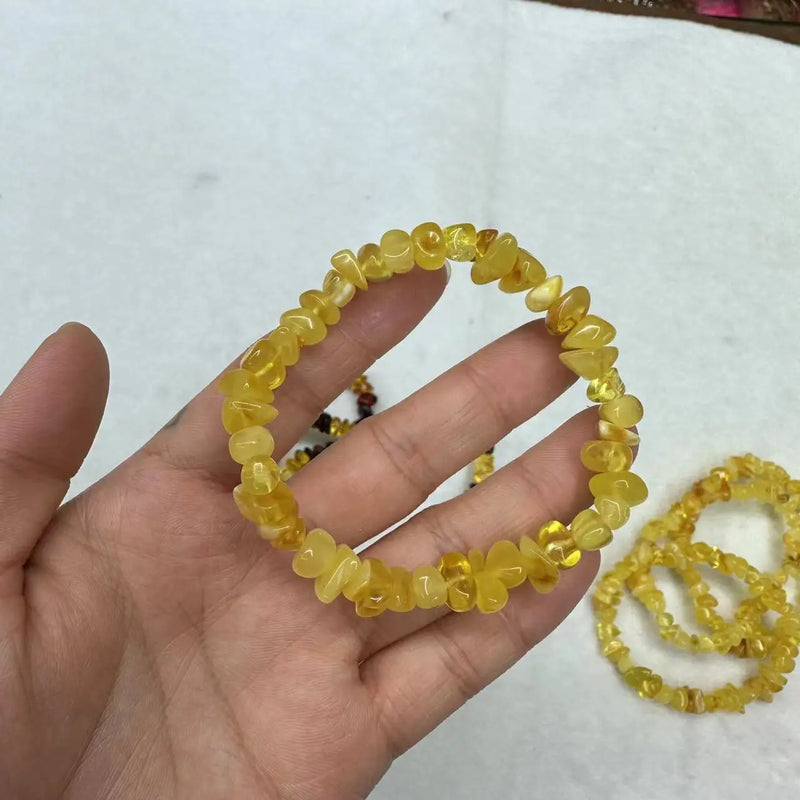 Natural Amber Beads Bracelet for Gemstone Jewelry Bangle