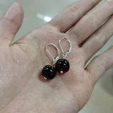 Natural Amber Earrings Matte & Polished Cognac Cherry Amber Earrings