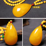 Natural Amber Necklace Women Pendant Necklace Beaded Necklace Fine Jewelry