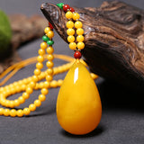 Natural Amber Necklace Women Pendant Necklace Beaded Necklace Fine Jewelry
