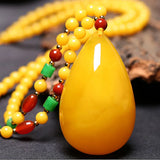 Natural Amber Necklace Women Pendant Necklace Beaded Necklace Fine Jewelry
