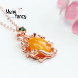 Natural Amber Old Honey Wax Egg Pendant Necklace Women Jewelry
