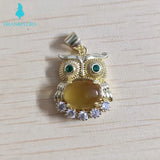 Natural Amber Owl Pendant Necklace Gemstones Jewelry