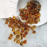 Natural Amber Stone Earrings Round Beads Stud Earring Rare Jewelry Women