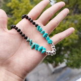 Matte Cherry Amber Necklace with Turquoise Beads Choker