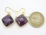Ame-thyst Diagonal Square Healing Chakra Earrings Set