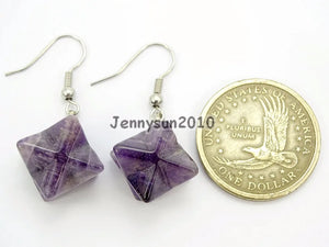 Ame-thyst Gems Merkaba Healing Chakra Pendant Earrings Set