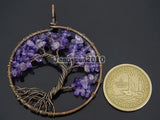 Ame-thyst Gemstone Tree of Life Pendant Necklace