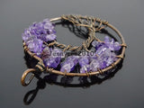 Ame-thyst Gemstone Tree of Life Pendant Necklace
