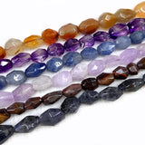 Faceted Natural Stone Beads 15'' for DIY Jewelry Making