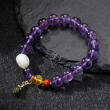 Vintage Natural Amethyst Beaded Bracelet for Women