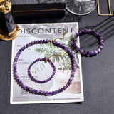 Amethyst Beaded Choker Bracelet Anklet Set Women's Jewelry