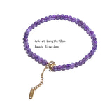 Amethyst Beaded Choker Bracelet Anklet Set Women's Jewelry