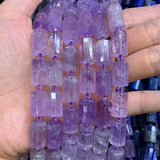 Natural Amethyst Beads 15'' Faceted Column Jewelry Making Beads