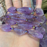 Natural Amethyst Beads 15'' Pyramid DIY Loose Beads For Jewelry Making