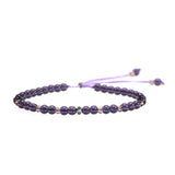 Adjustable Amethyst Beads Bracelet 4mm Small Yoga Crystal Beads Stretch Bracelet