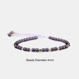 Adjustable Amethyst Beads Bracelet 4mm Small Yoga Crystal Beads Stretch Bracelet