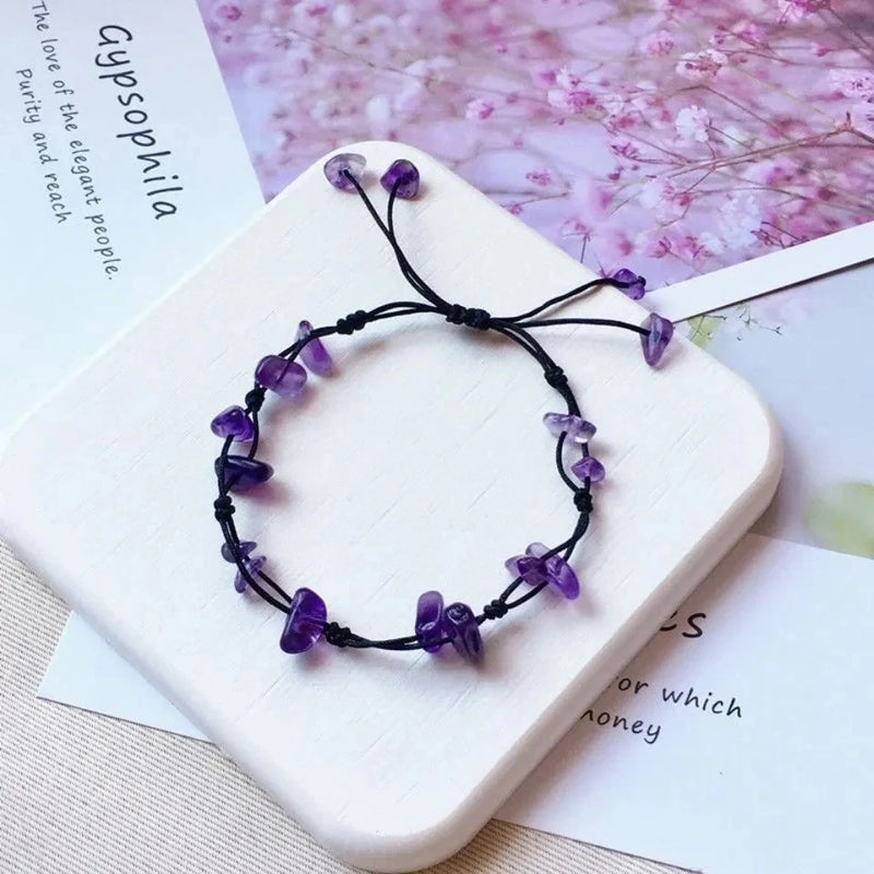 Natural Amethyst Bracelet Gravel Woven Hand String Jewelry Bracelet