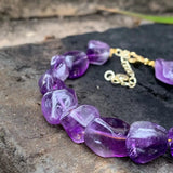 Natural Amethyst Bracelet Purple Stone Irregular Jewelry GEM Beads Healing Women