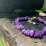 Natural Amethyst Bracelet Purple Stone Irregular Jewelry